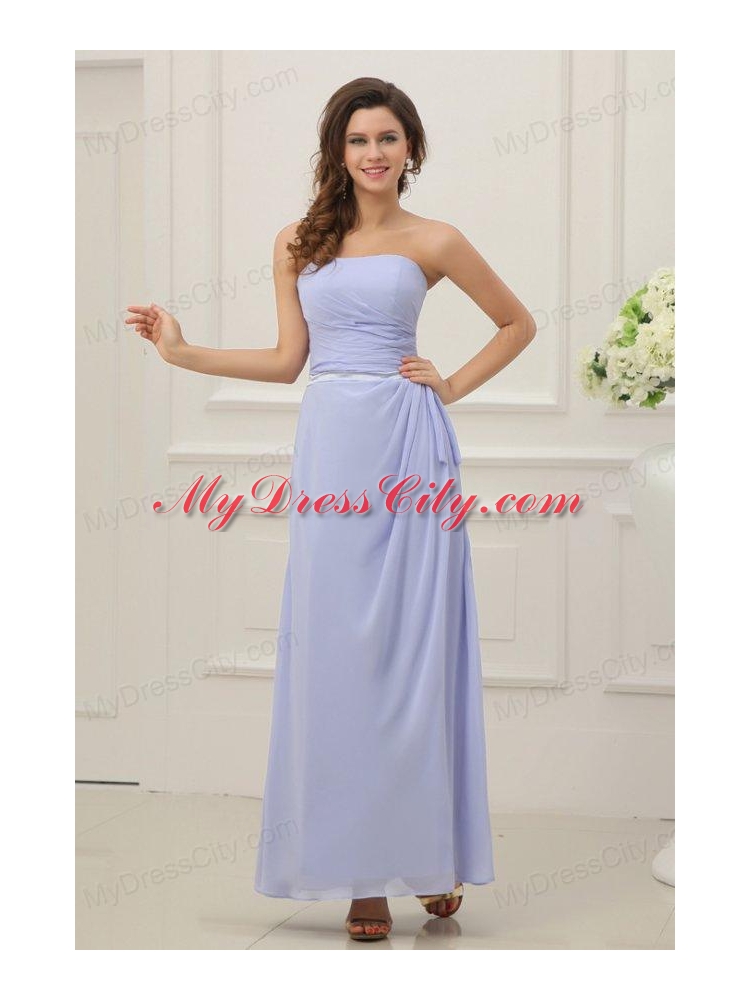 Strapless Empire Chiffon Ankle-length Prom Dress with Ruche