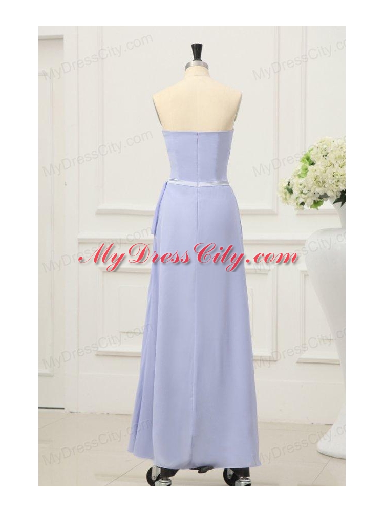 Strapless Empire Chiffon Ankle-length Prom Dress with Ruche