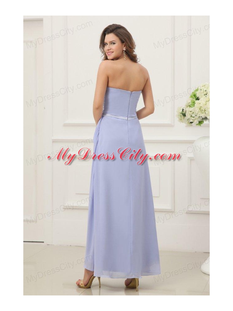 Strapless Empire Chiffon Ankle-length Prom Dress with Ruche