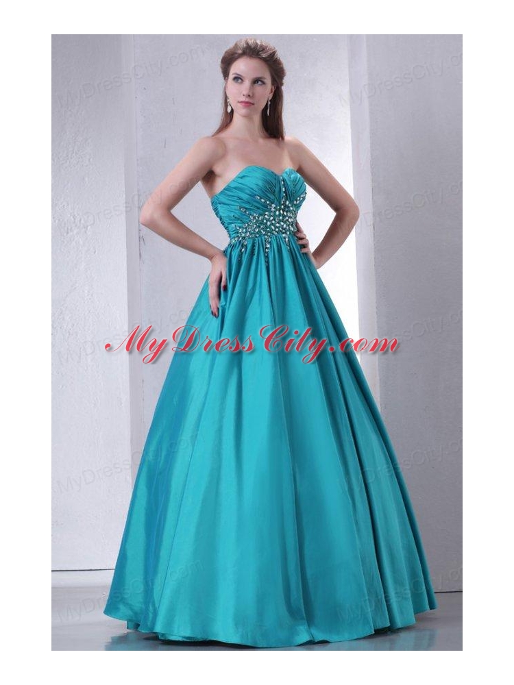 Sweetheart A-line Beaded Decorate Waist Quinceanera Dress in Turquoise