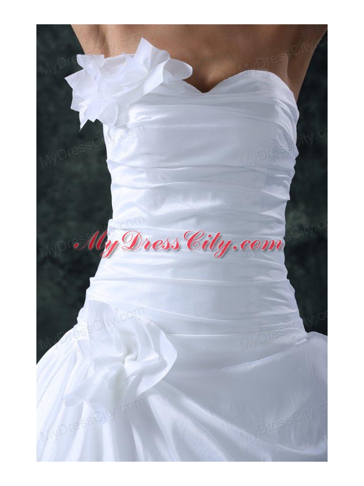 Sweetheart Column Ruche Decorate Floor-length Wedding Dress