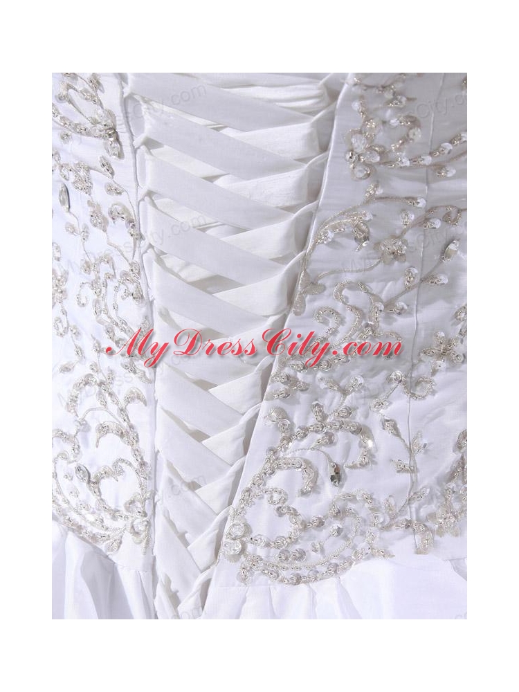 2014 Ball Gown Sweetheart Neck Wedding Dress with Pick-ups and Appliques