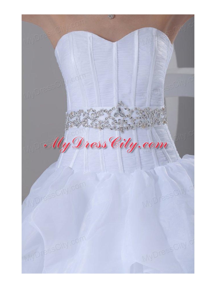 A-line Sweetheart High-low Beading Pick-ups Wedding Dress