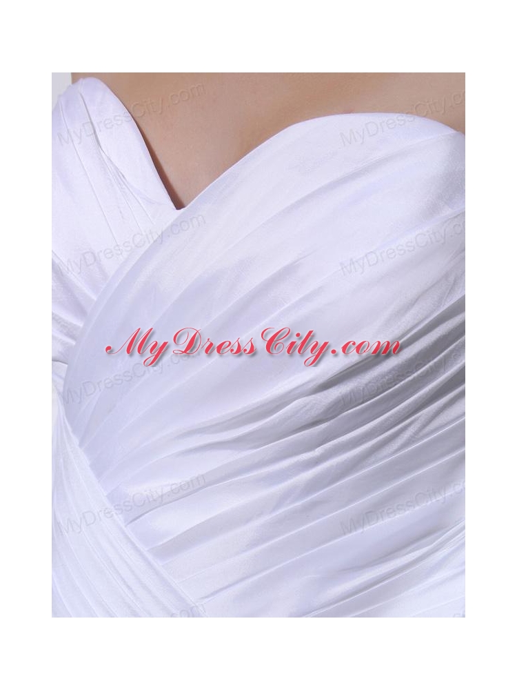 2014 Spring A-line Sweetheart Ruching Ruffled Layers White Wedding Dress