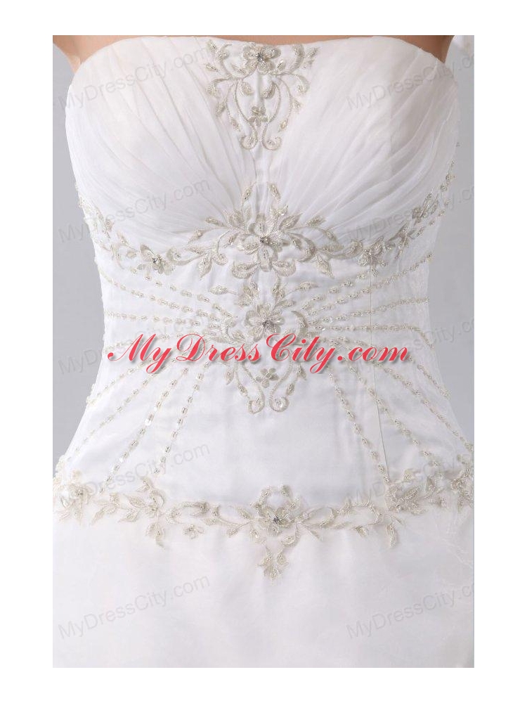Ball Gown Strapless Beading Zipper Up Organza Wedding Dress