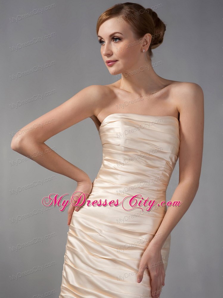 Ruching Champagne Taffeta Ruching Mother Of The Bride Dress Strapless
