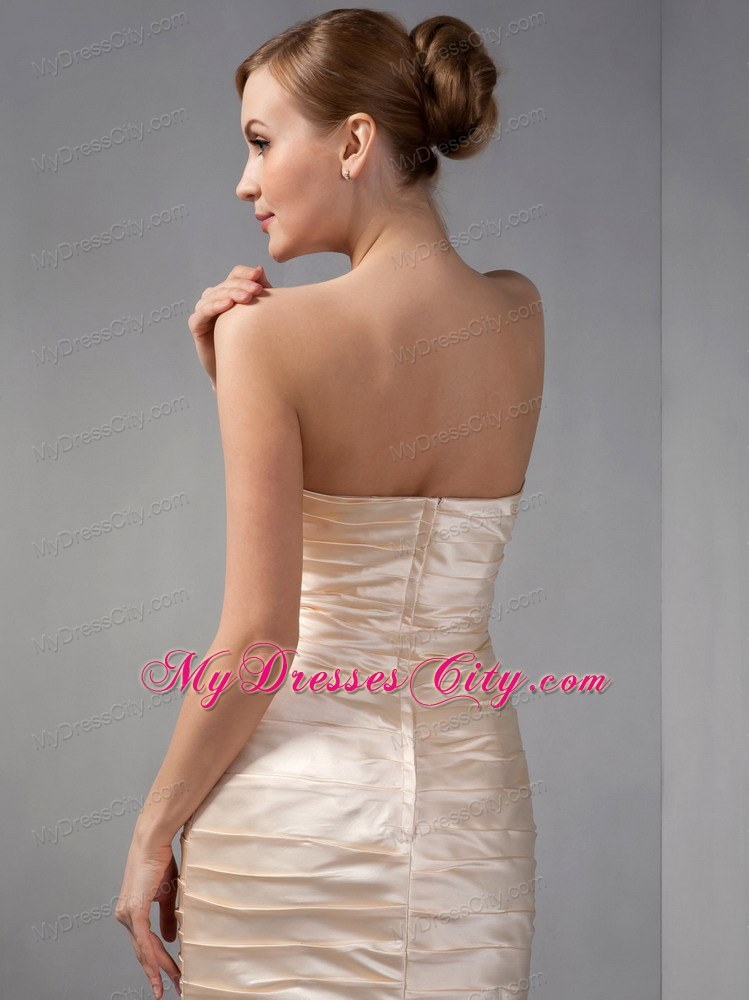 Ruching Champagne Taffeta Ruching Mother Of The Bride Dress Strapless