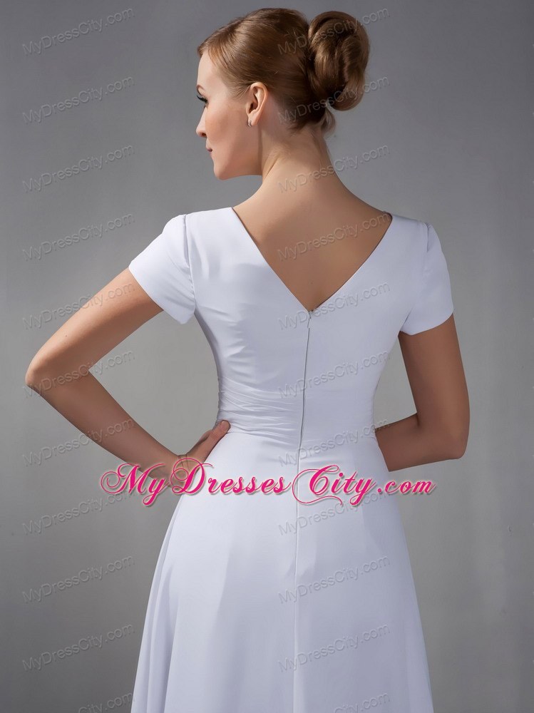 Square White Column Mother Of The Bride Dress Long Chiffon Beading