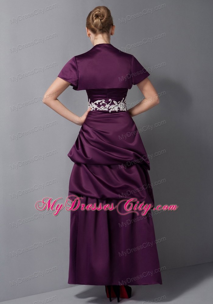 Sweetheart Ankle-length Dark Purple Appliques Mother of The Bride Dress