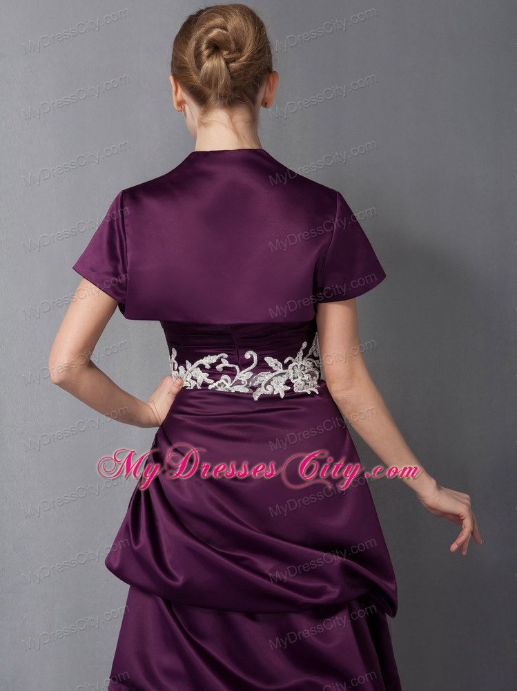Sweetheart Ankle-length Dark Purple Appliques Mother of The Bride Dress
