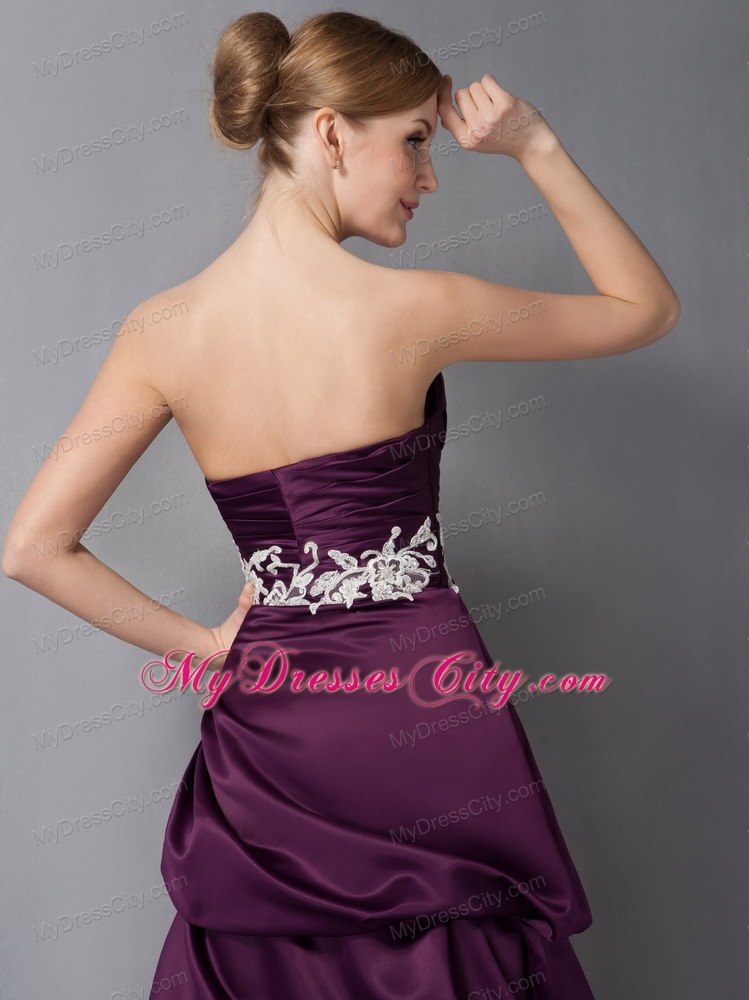 Sweetheart Ankle-length Dark Purple Appliques Mother of The Bride Dress