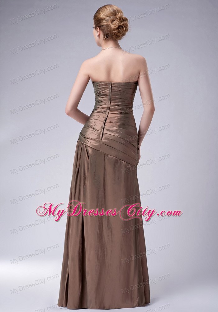 Empire Strapless Brown Taffeta Floor-length Appliques Mothers Dresses