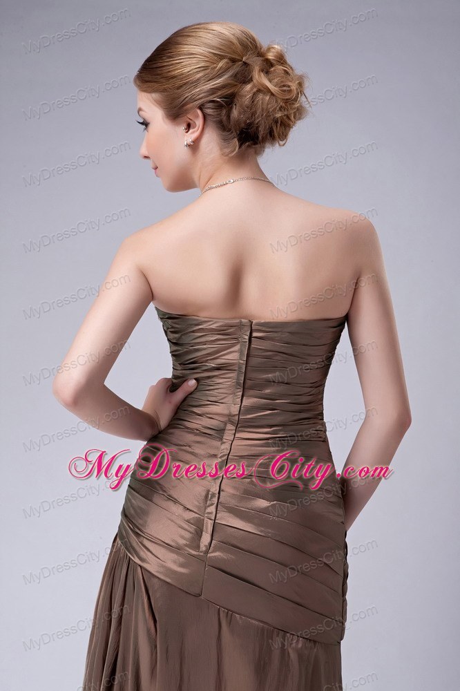 Empire Strapless Brown Taffeta Floor-length Appliques Mothers Dresses