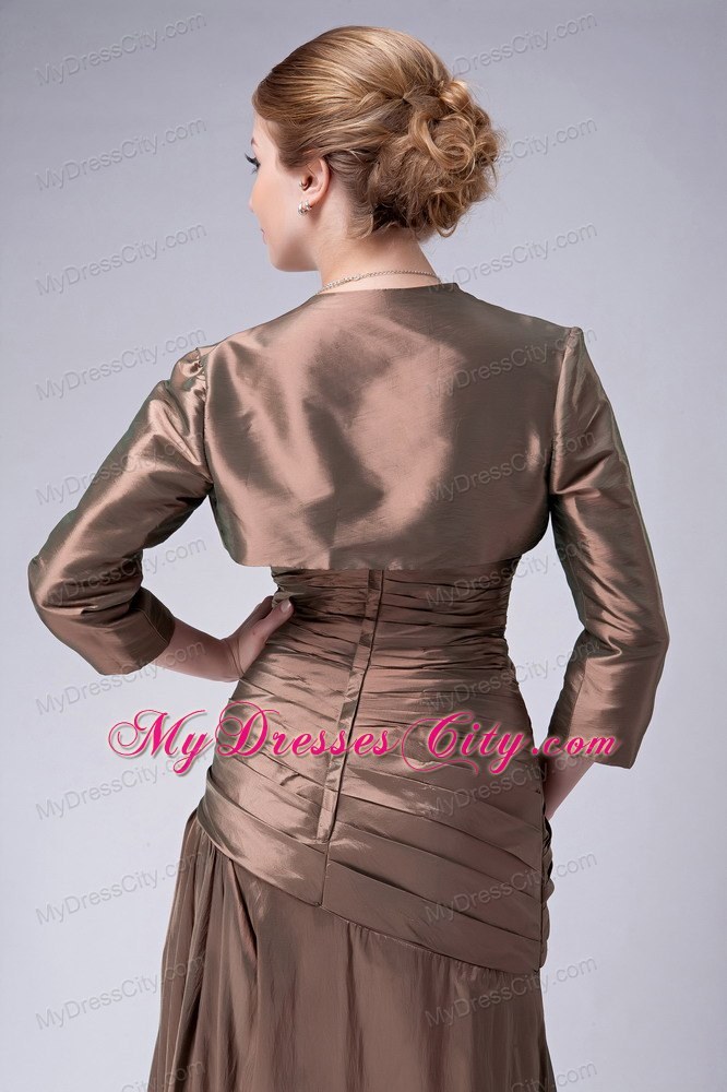 Empire Strapless Brown Taffeta Floor-length Appliques Mothers Dresses