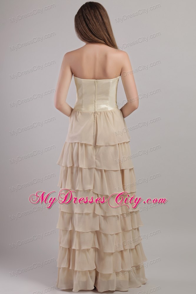 Light Yellow Empire Strapless Layered Mother Of The Bride Dress