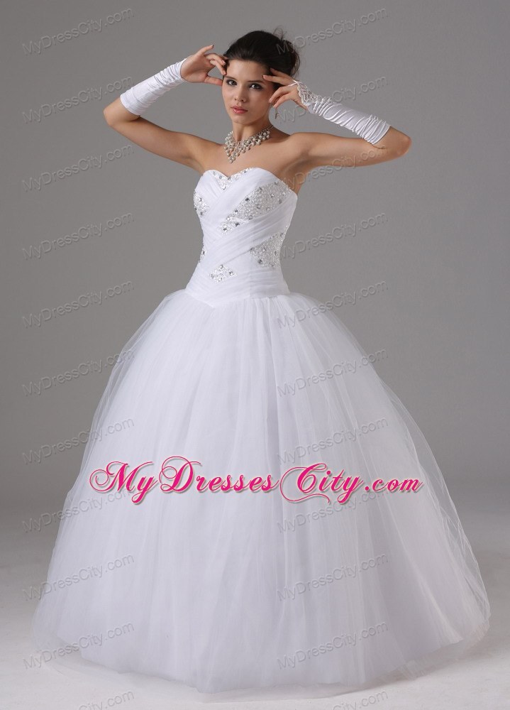 Strapless Sweetheart Ruching Ball Gown Wedding Dress with Beaded Bodice