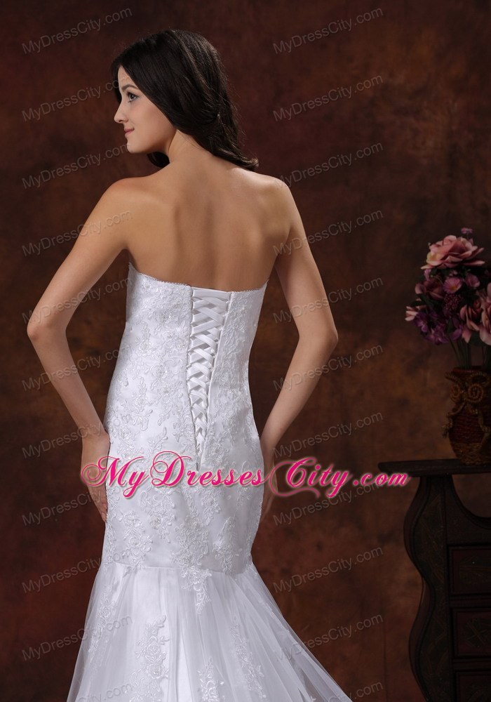 Mermaid Strapless Court Train Lace Luxurious 2013 Wedding Dress