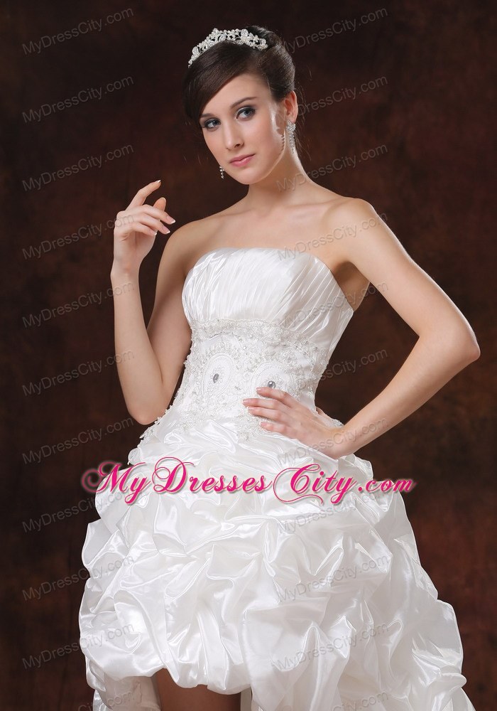 High-low Taffeta Puck-ups Decorate Wedding Dress with Beaded Waist