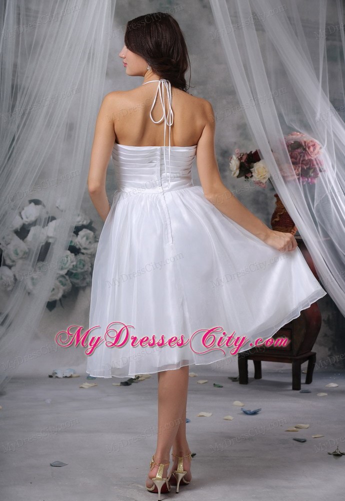 Spaghetti Strap Haltered 2013 Short Wedding Dress with Ruched Bodice