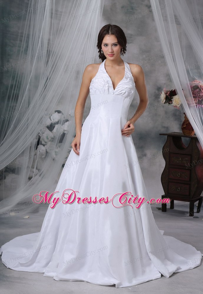 Halter Pick-ups Decorate Bust Chapel Train Wedding Dress For 2013