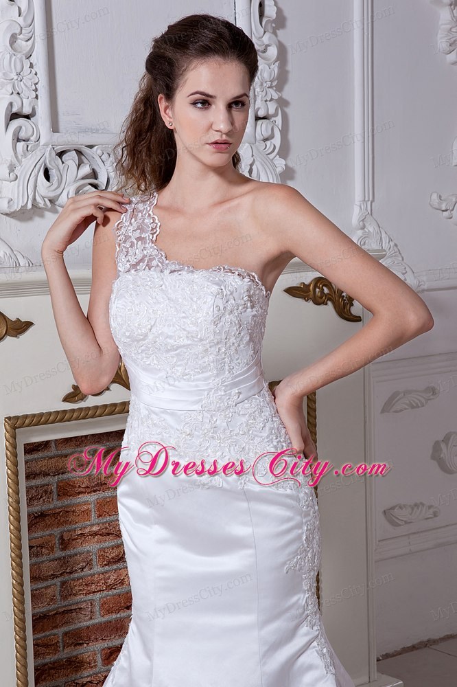 2013 Mermaid One Lace Shoulder Beading and Embroidery Wedding Dress