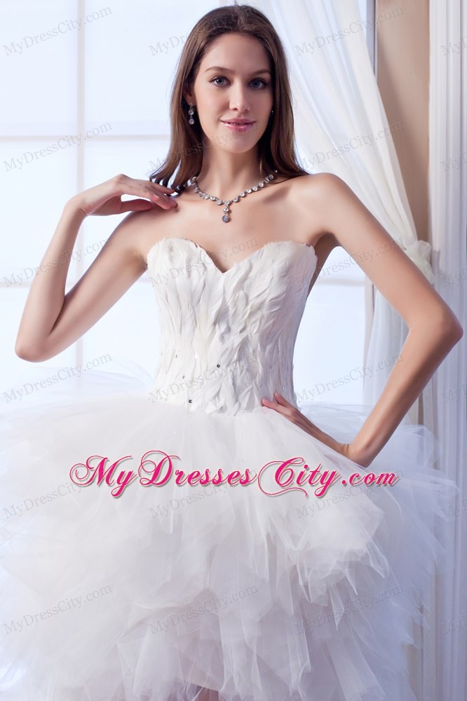 New Arrival A-line Sweetheart High-low Appliques and Beading Wedding Dress
