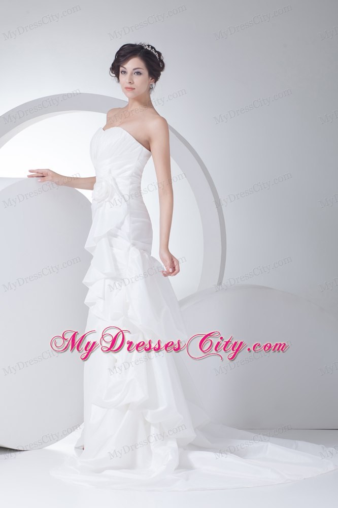 Exclusive Sweetheart Mermaid Brush Train Flowery Wedding Dress on Sale