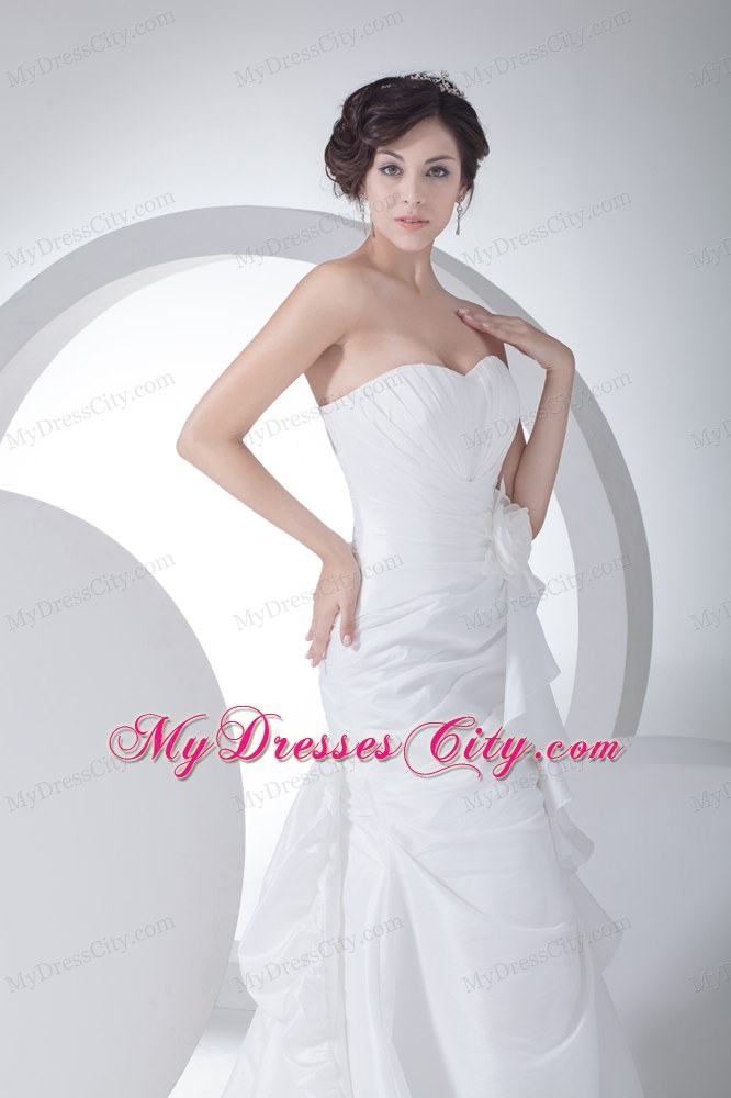 Exclusive Sweetheart Mermaid Brush Train Flowery Wedding Dress on Sale