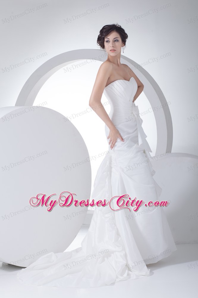 Exclusive Sweetheart Mermaid Brush Train Flowery Wedding Dress on Sale