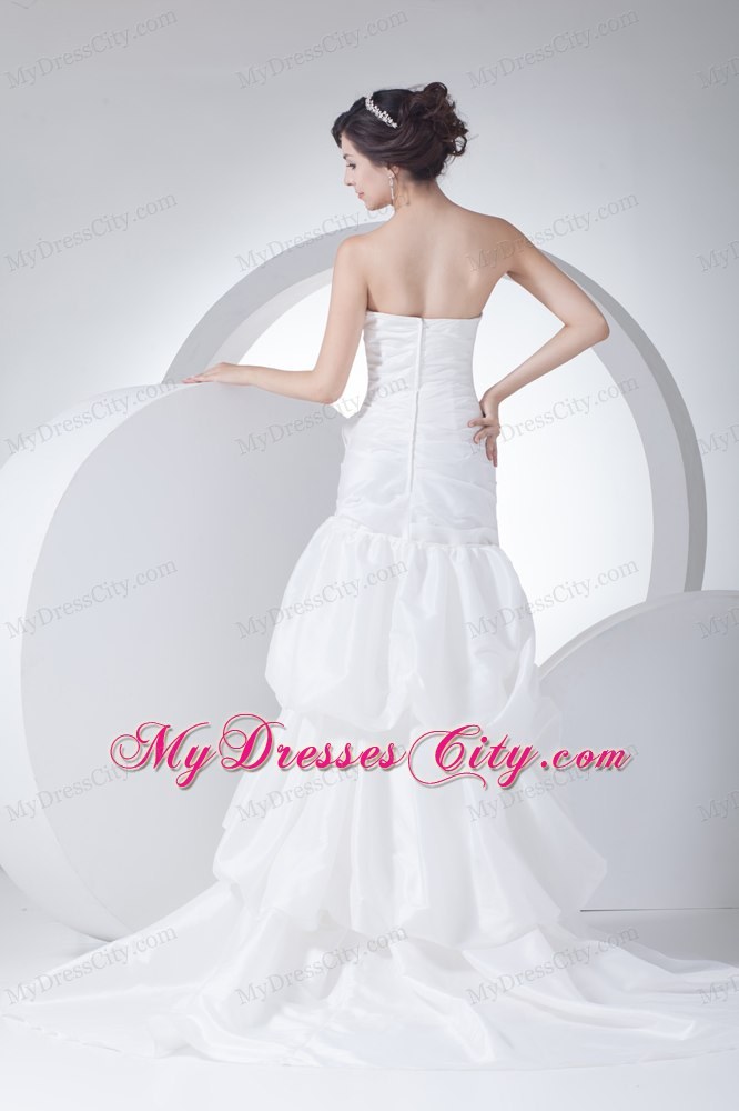Exclusive Sweetheart Mermaid Brush Train Flowery Wedding Dress on Sale
