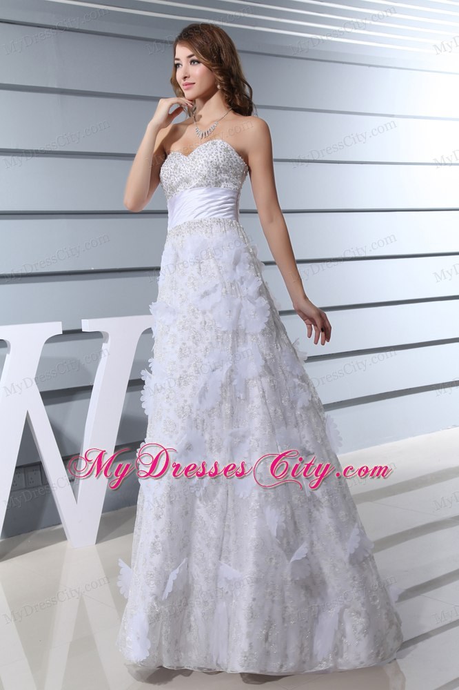 Best White Beading Sweetheart Flowery Beaded over Bodice Wedding Dress
