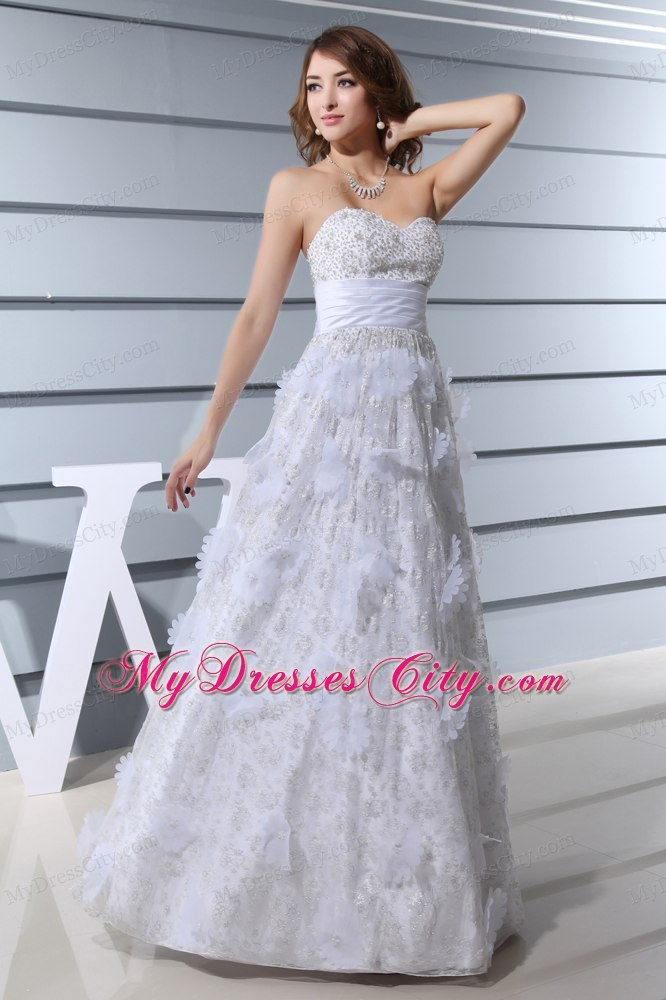 Best White Beading Sweetheart Flowery Beaded over Bodice Wedding Dress