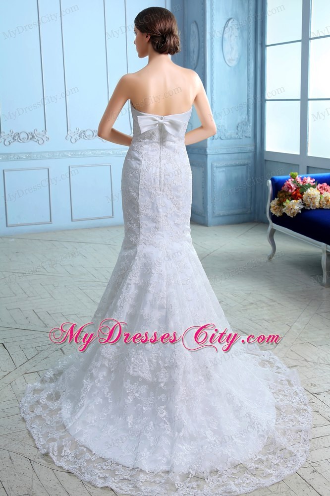 Famous Slinky Mermaid Strapless Court Train Lace Bridal Gown under 250
