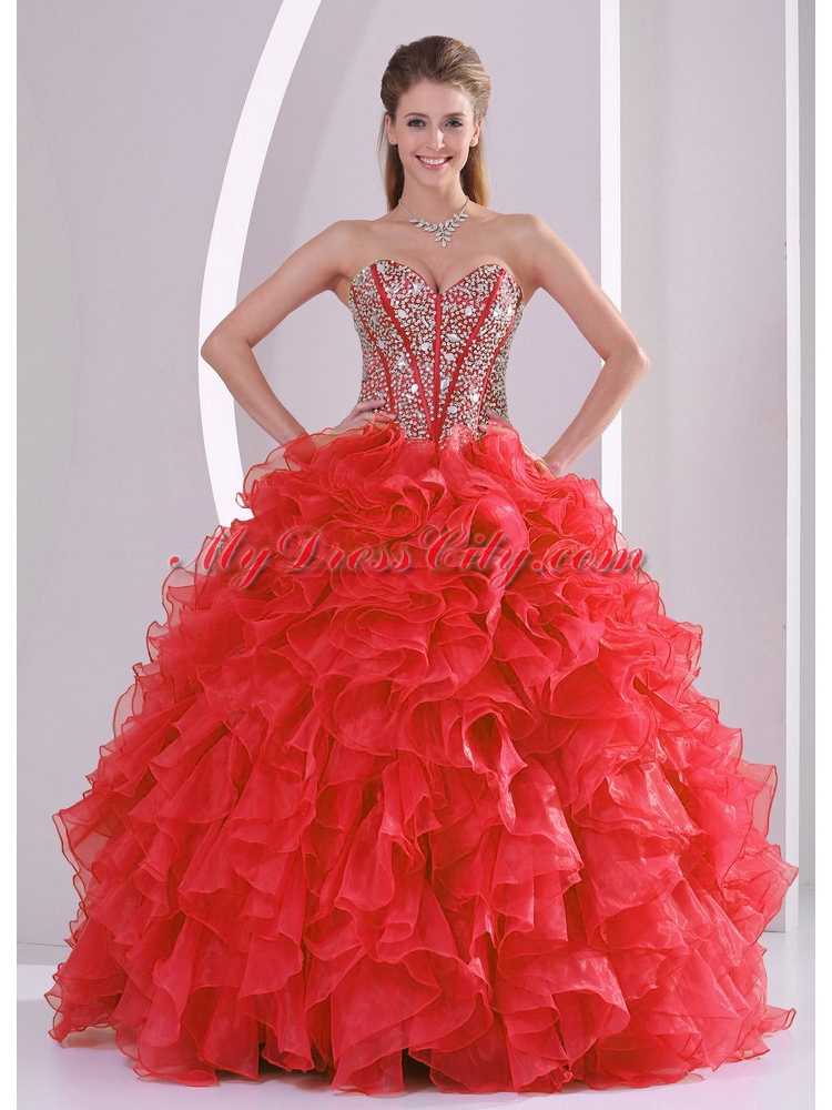 Sweetheart Lace Up 2014 Quinceanera Dresses with Beading Ruffles