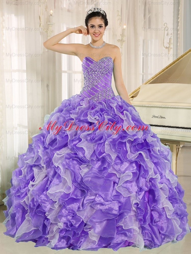 Beading and Ruffles Custom Made For 2013 Classic Quinceanera Dresses in Purple