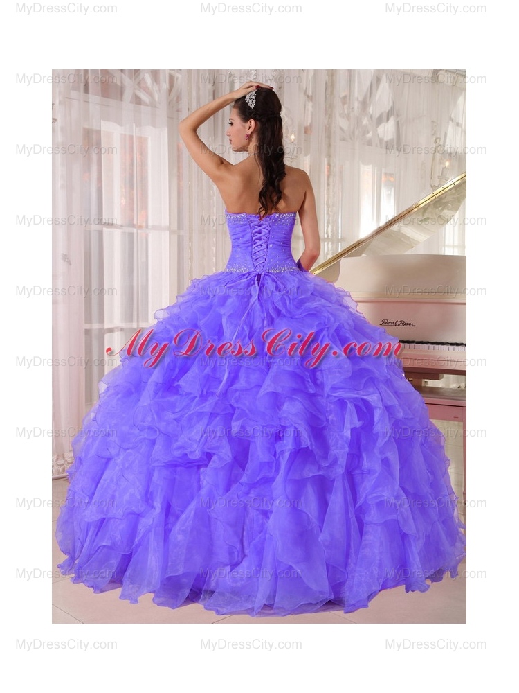 Strapless Ball Gown Gown Beading Cheap Quinceanera Dresses in Purple