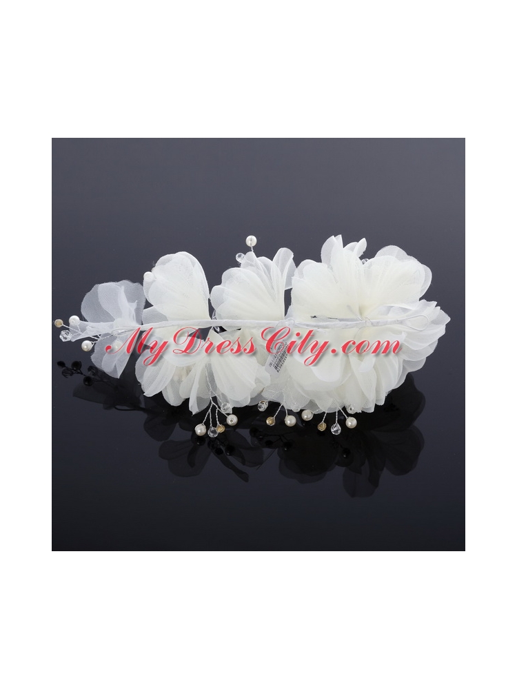 Cute Tulle Wedding Hair Flower with Imitation Pearls