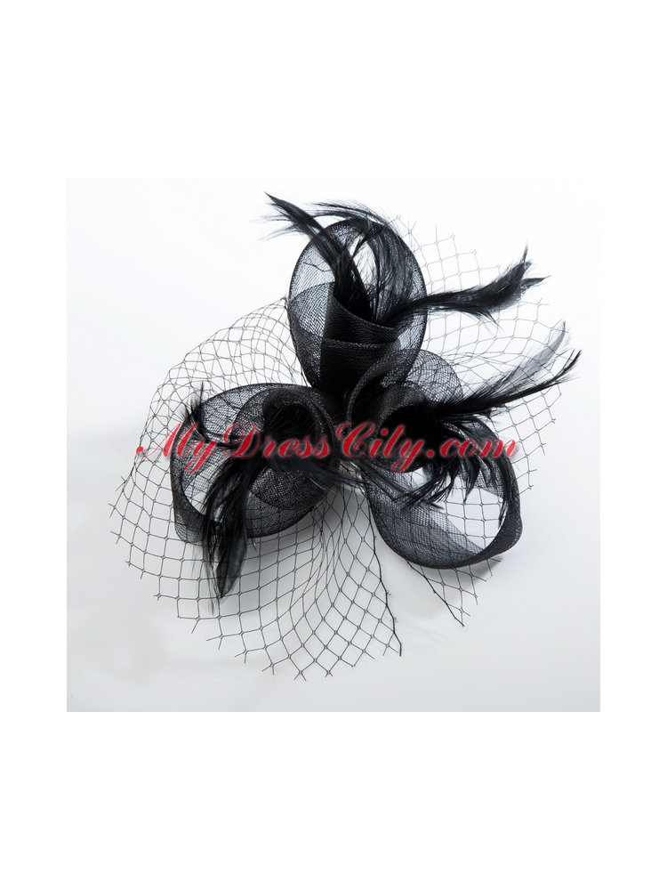 2014 Fashionable Tulle Black Net Yarn Briadl Hat