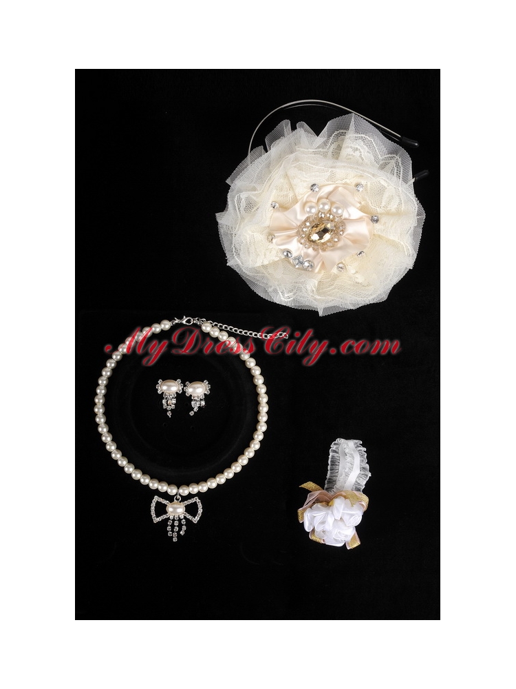 Unique Headpiece with Jewelry Set Including Necklace Earrings and Bracelet