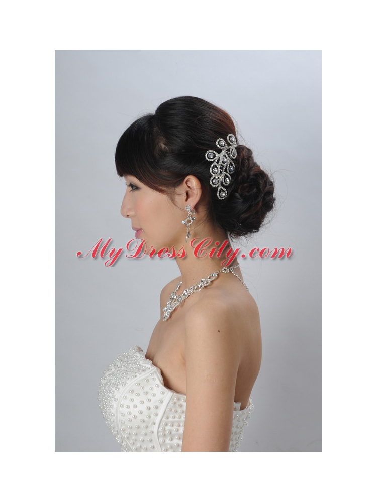 Intensive Flowers Beaded Necklace Tiara and Earrings Jewelry Set