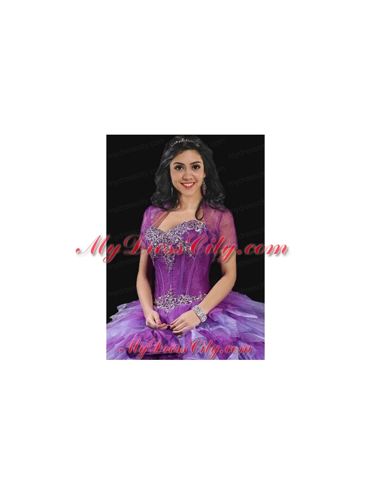 Romantic Purple Tulle Quinceanera Jacket with Open Front