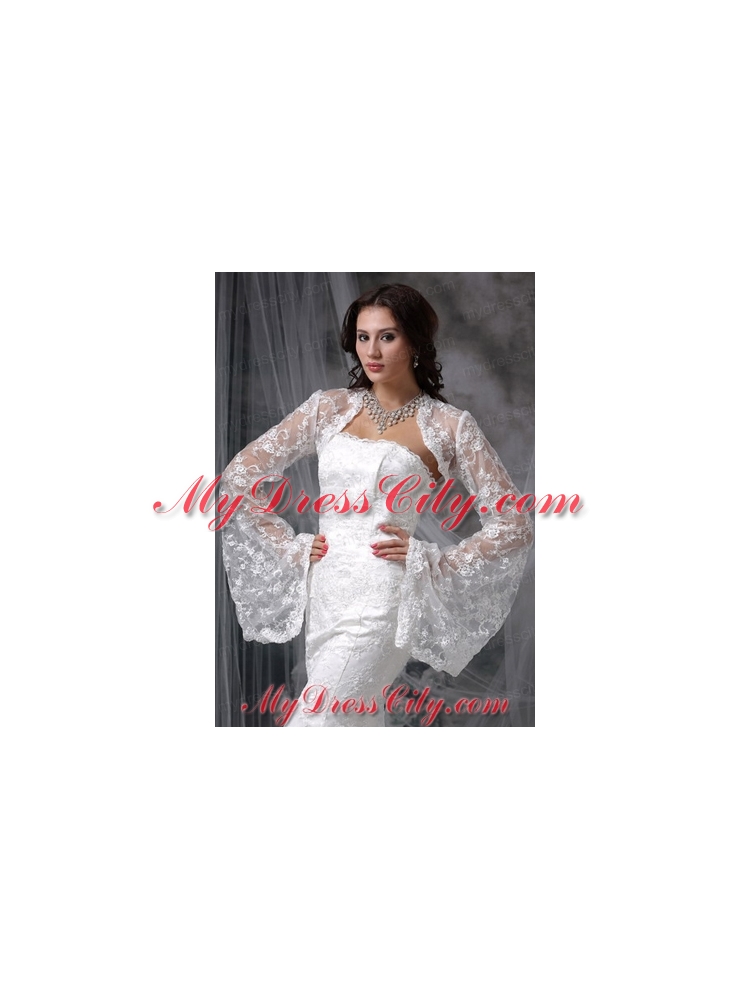 Unique Long Sleeves White Jacket With Lace