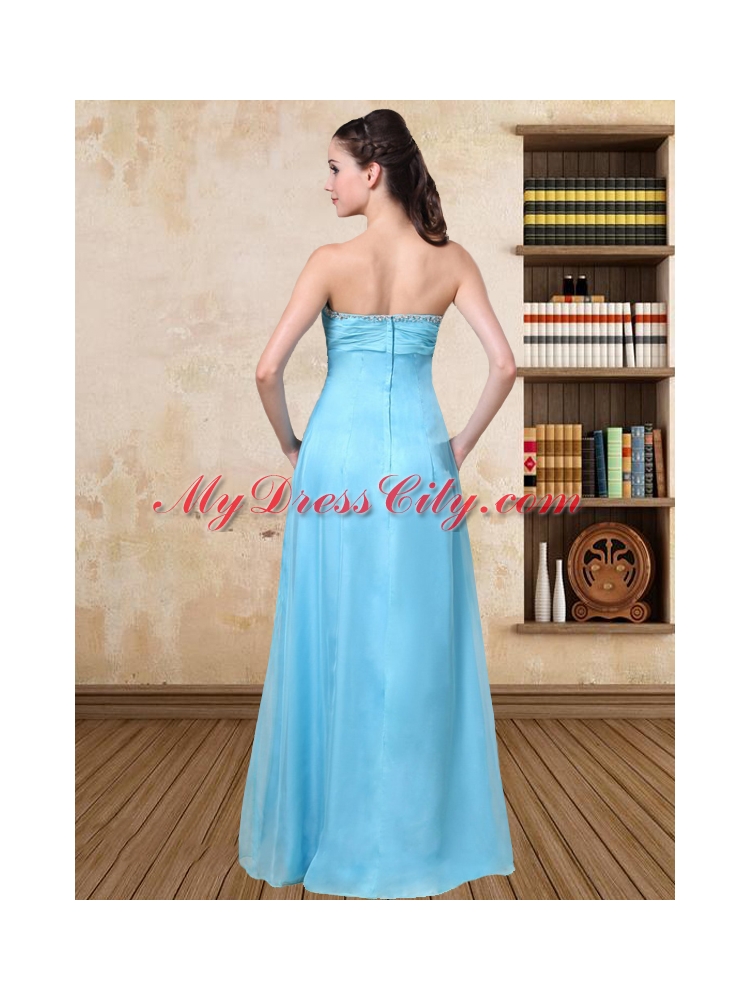 2015 Simple Aqua Blue Sweetheart Prom Dress with Beading