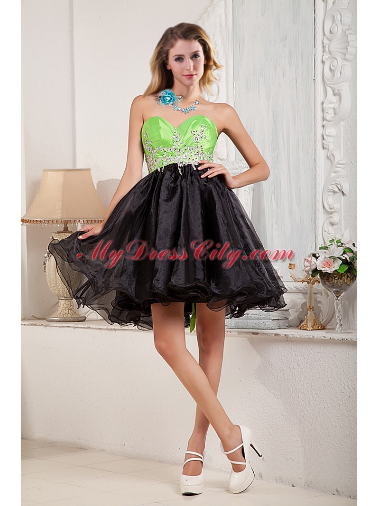 2015 Black and Spring Green A Line Beaded Exquisite Prom Dress