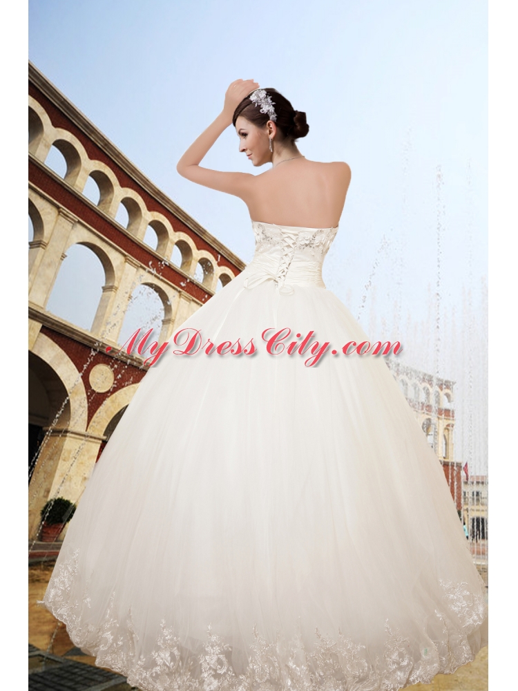 Ball Gown Strapless Appliques Wedding Dress for Church