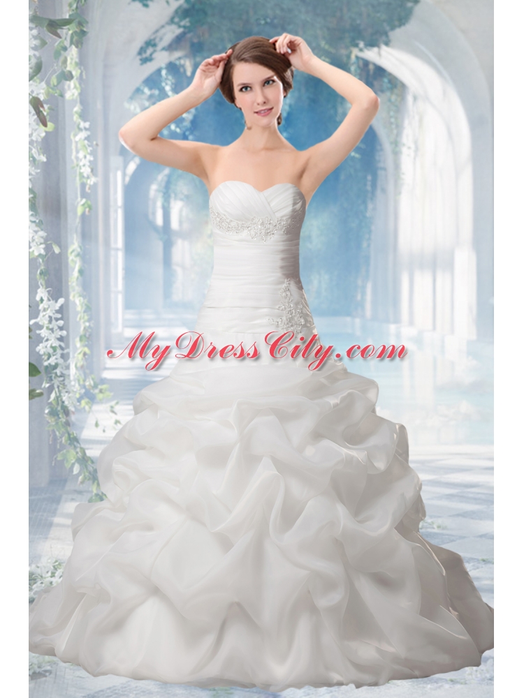 2014 Elegant Princess Sweetheart Wedding Dresses with Appliques