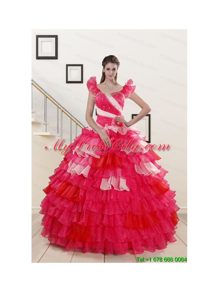 2015 One Shoulder Pretty Quinceanera Dresses in Multi Color