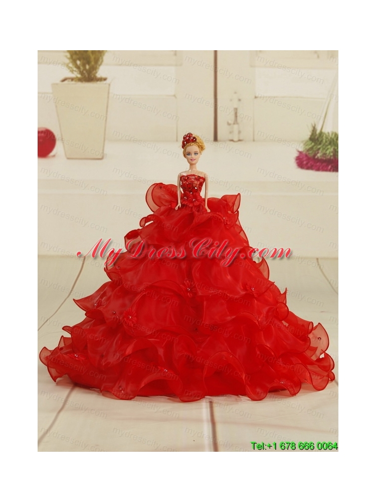 2015 Pretty Sweetheart Beading Quinceanera Dresses in Red