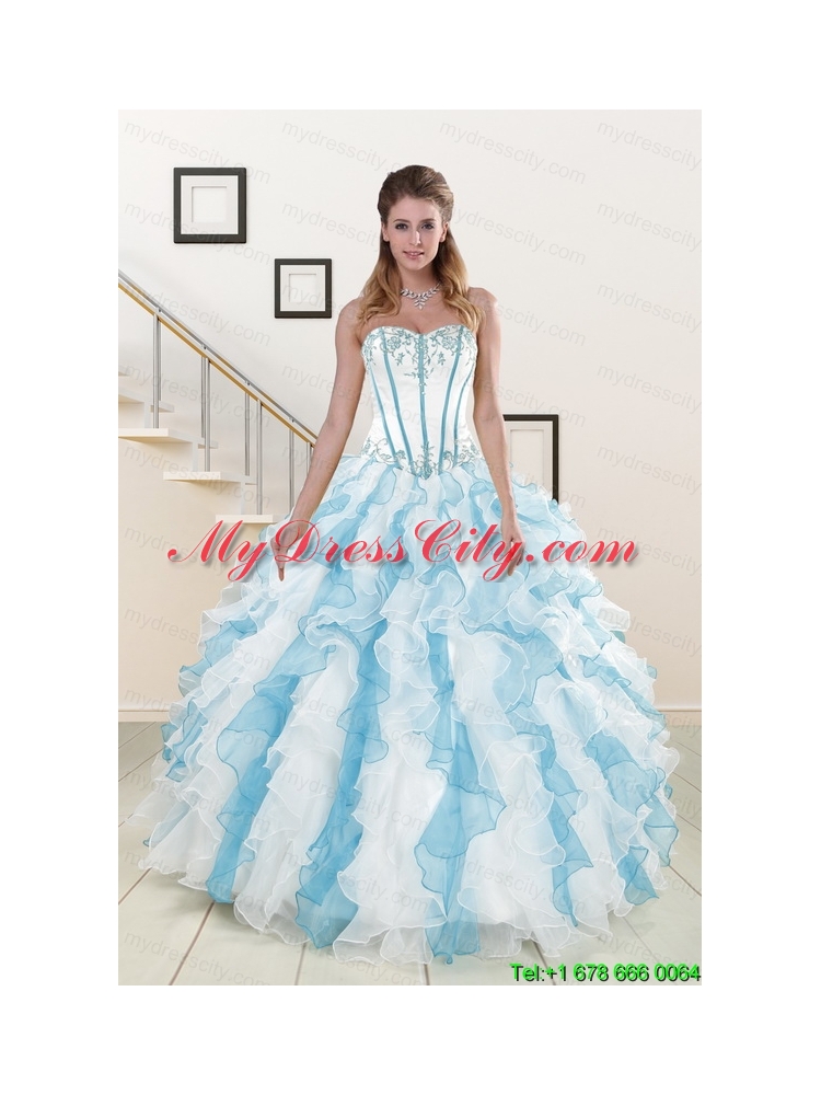 Appliques and Ruffles 2015 Quinceanera Dresses in Multi-color