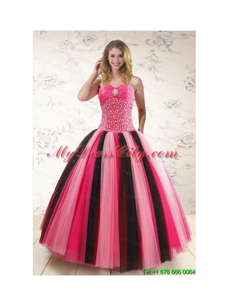 Unique Multi-color Sweet 15 Dresses with Beading for 2015